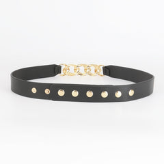 Chain Buckle Ladies Belt Women Skinny Waist Belt with Golden Metal Chain