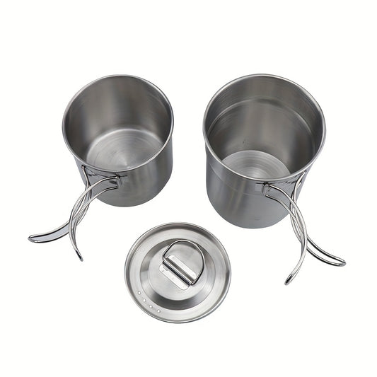 Stainless Steel Water Cup Folding Handle Coffee Mug Outdoor Camping Cookware Pot