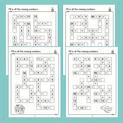 Math Crossword Puzzles Multiplication & Division Times Tables 1-12