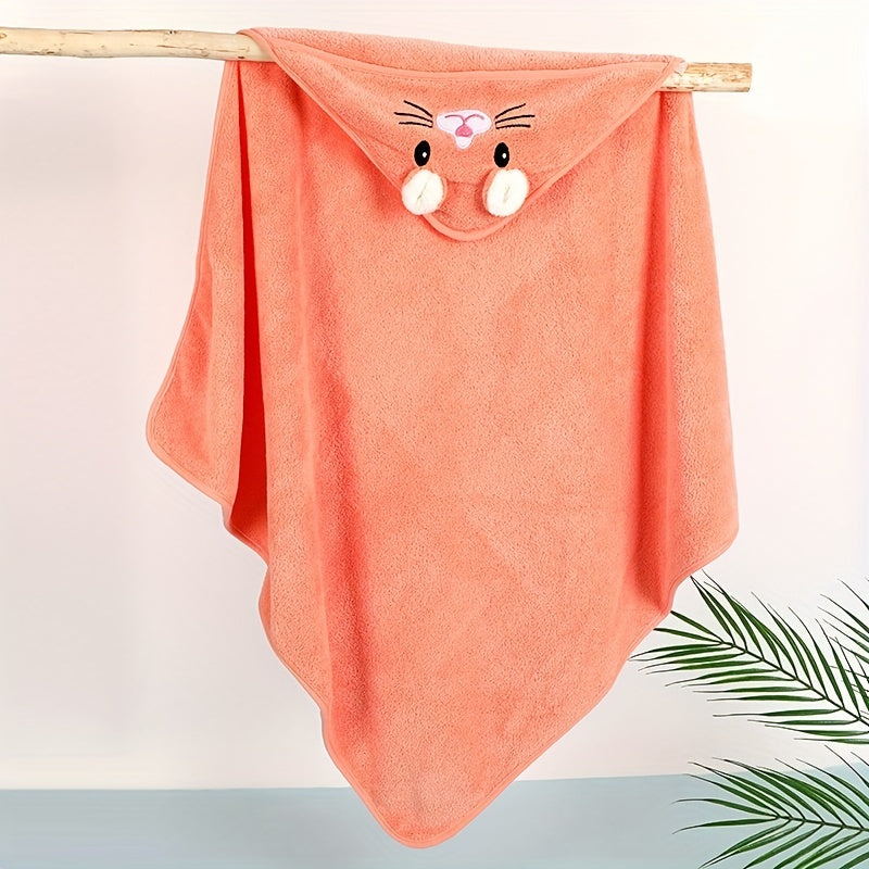 Cartoon Coral Fleece Baby Bath Towel with Hood