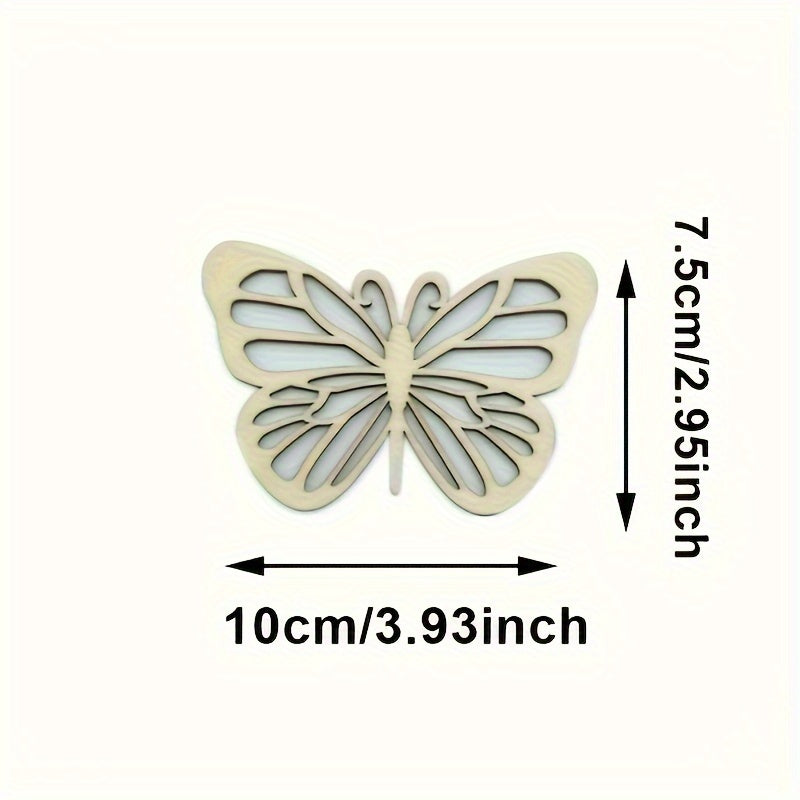 5pcs Wooden Cartoon Butterfly Chips DIY Crafts Gift Tags