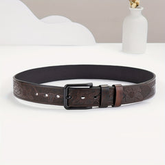 Embossed Leather Belt Casual Waistband For Men