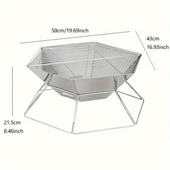Hexagonal Barbecue Grill Stainless Steel Foldable Charcoal Grill