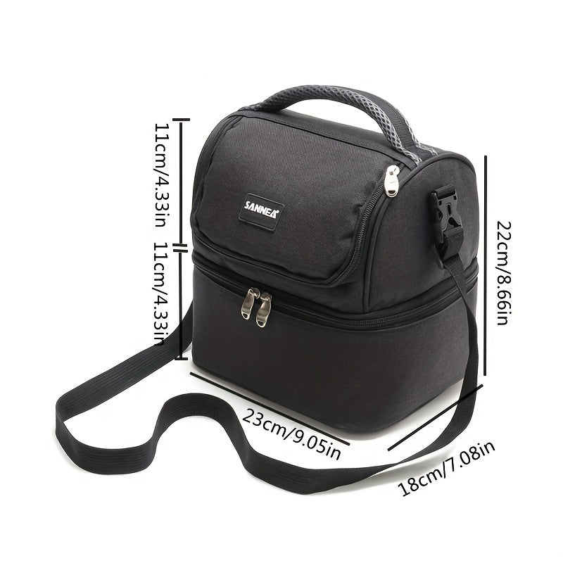 Double Layer Insulated Bento Bag for Picnic Camping Beach