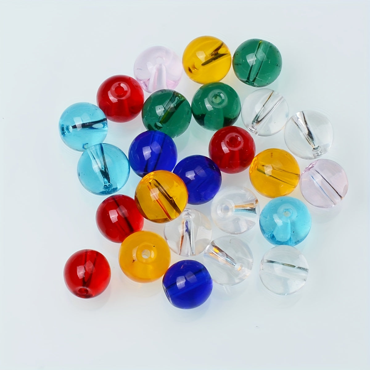 25 Glass Round Beads 0.31" for DIY Jewelry Making