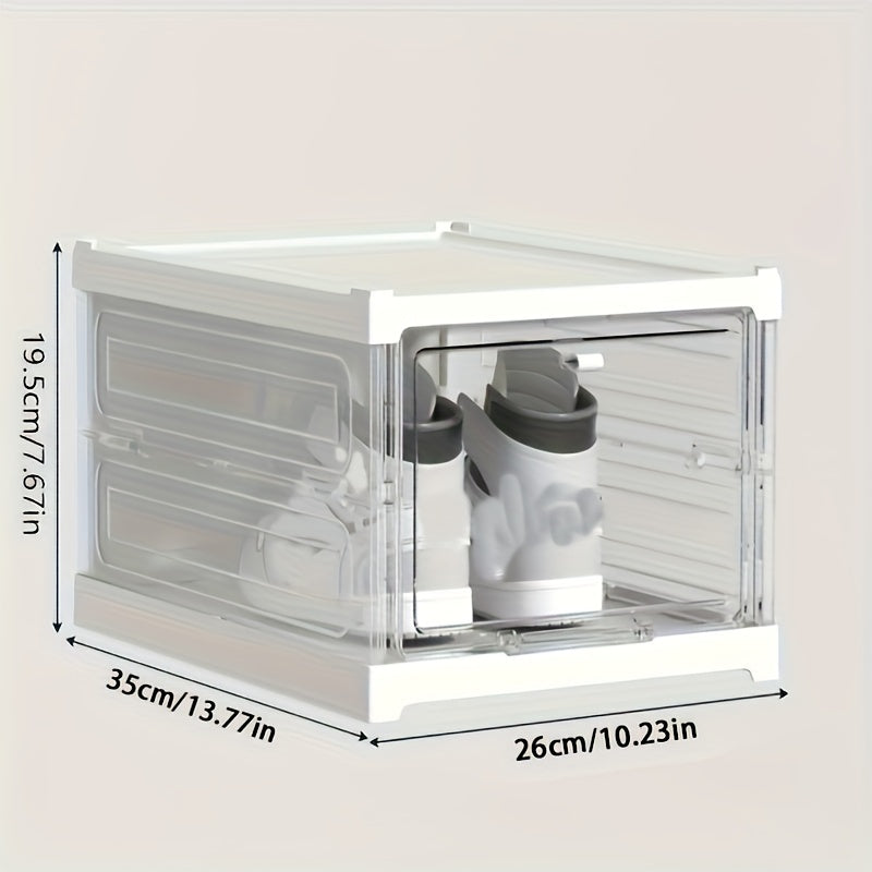 1pc Foldable Shoe Box Stackable Storage Bin Household Space Saving Organizer