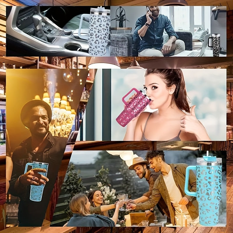 40oz Car Tumbler w/ Handle & Straw Lid Stainless Steel Vacuum Insulated Cup