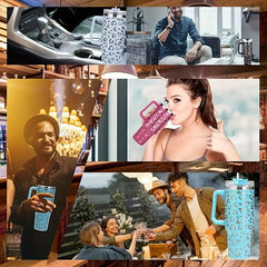 40oz Car Tumbler w/ Handle & Straw Lid Stainless Steel Vacuum Insulated Cup