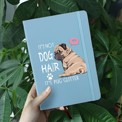 Pug Glitter A5 Hardcover Notebook Band Pen Loop Dog Cover Notes Sketches Journal