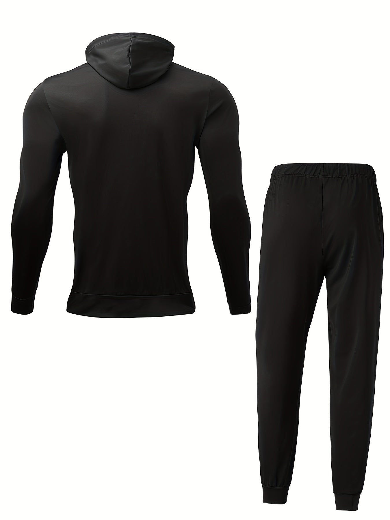 Men's Sports Suit Zip Hooded Jacket & Stretch Pants for Gym Workouts