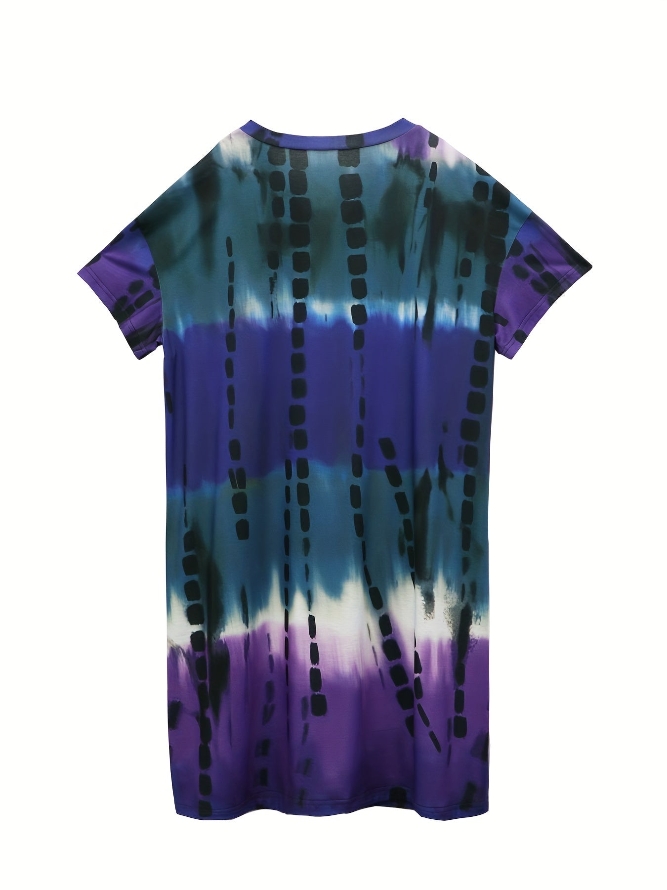  Tie Dye Ruched V Neck Dress With Pockets