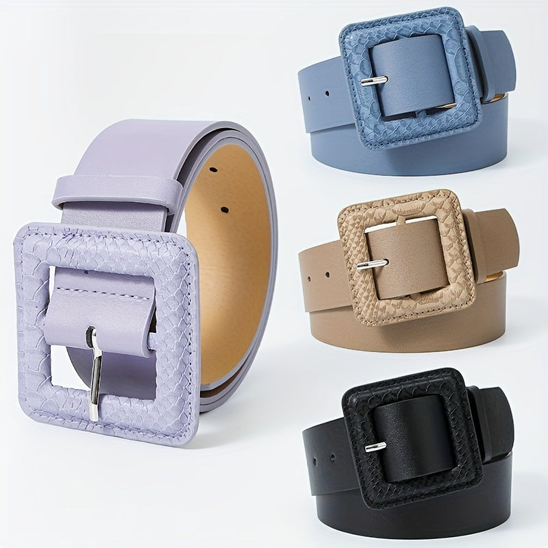 Snake Skin Pattern Buckle Belt Stylish Jeans Pants Dress Belts