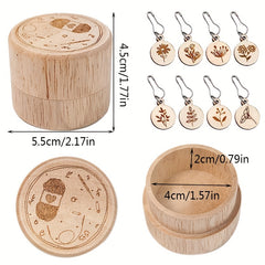 8pcs Wooden Crochet Stitch Markers with Storage Box Knitting Tools Ac
