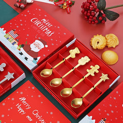 4pcs Gingerbread Man Christmas Tableware Spoon Creative Coffee Spoon