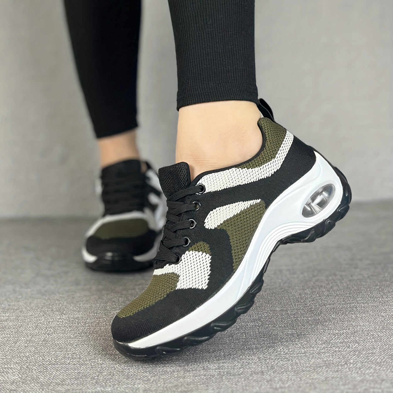 Women's Block Flying Woven Running Shoes Air Cushion Sneakers