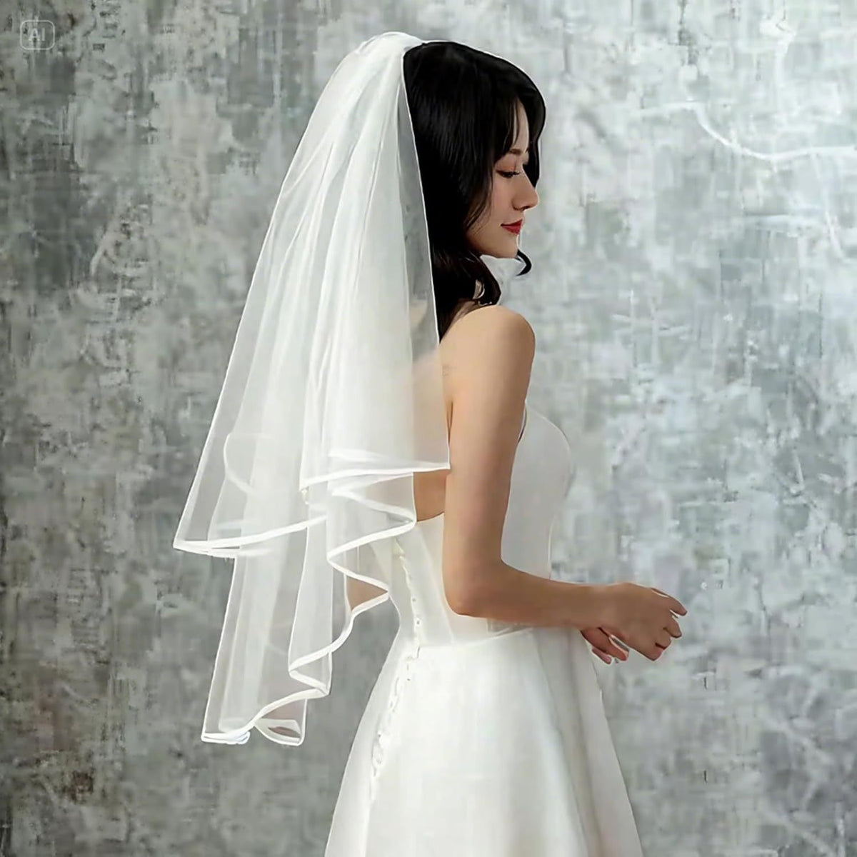 2 Tier Tulle Bridal Veil with Comb Sheer Flowing Wedding Veil for Brides