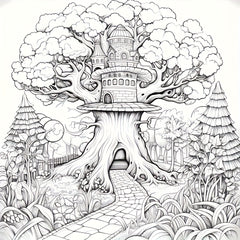 Psychedelic Forest Coloring Book for Adults Mystical Mushroom Art