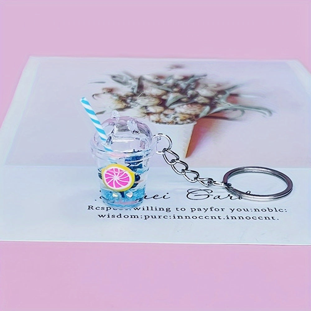 Luminous Bubble Tea Keychain Acrylic Charm for Women