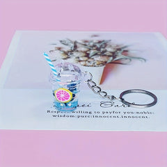 Luminous Bubble Tea Keychain Acrylic Charm for Women