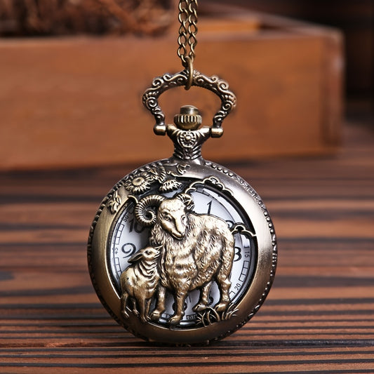 Boys Vintage Goat Pocket Watch Gift Birthday Party Decorative Accessories Brown