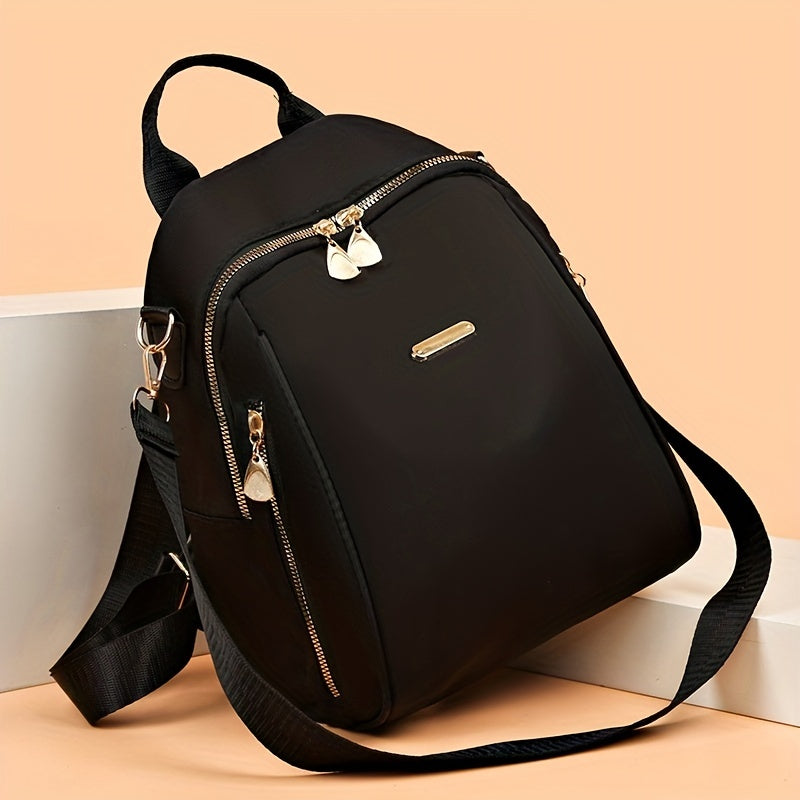 Nylon Backpack Purse Solid Travel Schoolbag Women's Two way Shoulder Bag