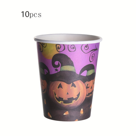 10pcs Halloween Party Paper Tableware Disposable Paper Cups