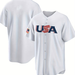 Men's Stretch Button Up Baseball Jersey Short Sleeve Uniform