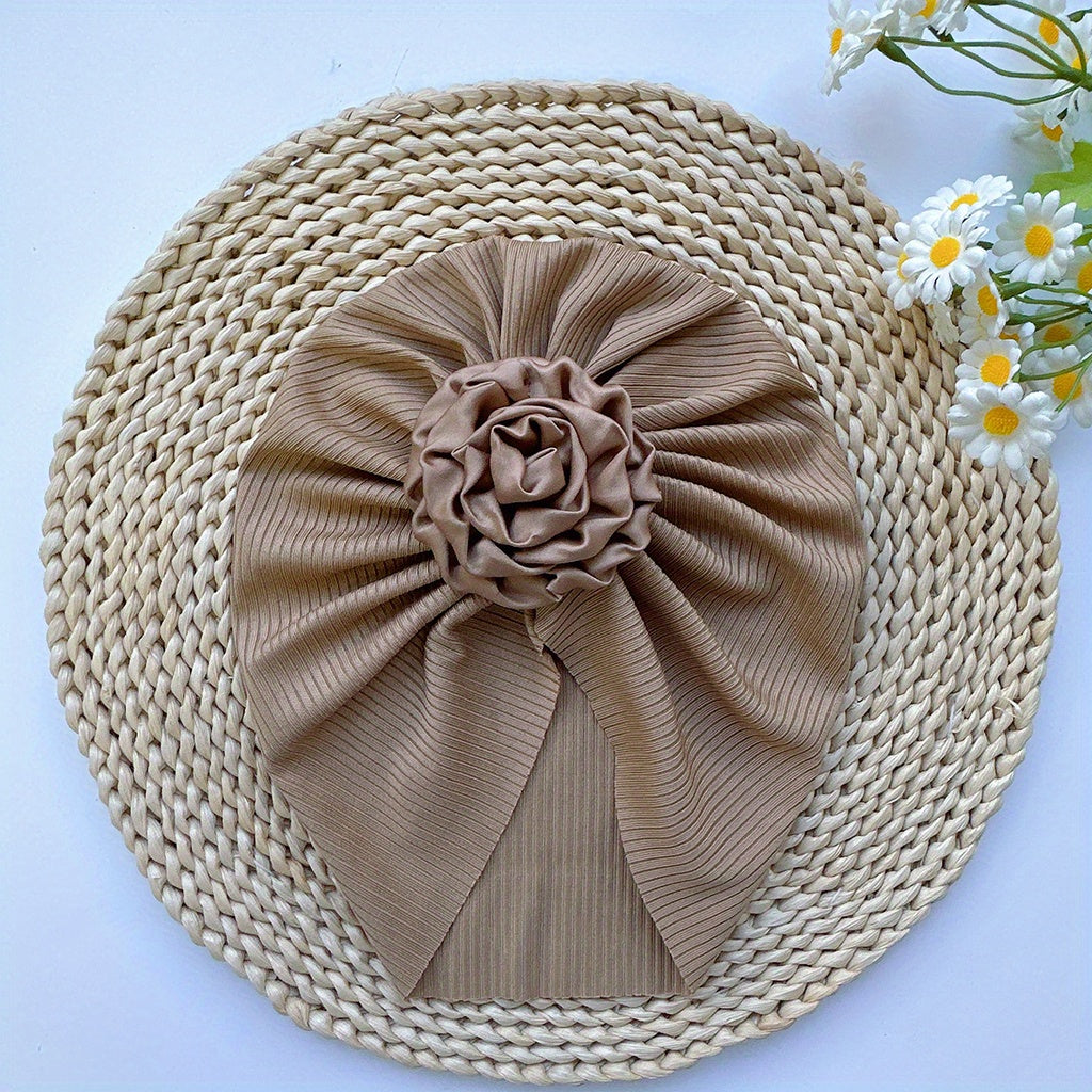 Soft Elastic Strip Flower Baby Hat For Girl