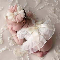 2pcs Baby Girl Lace Costume Photo Props Newborn Clothes Hairband Outfit