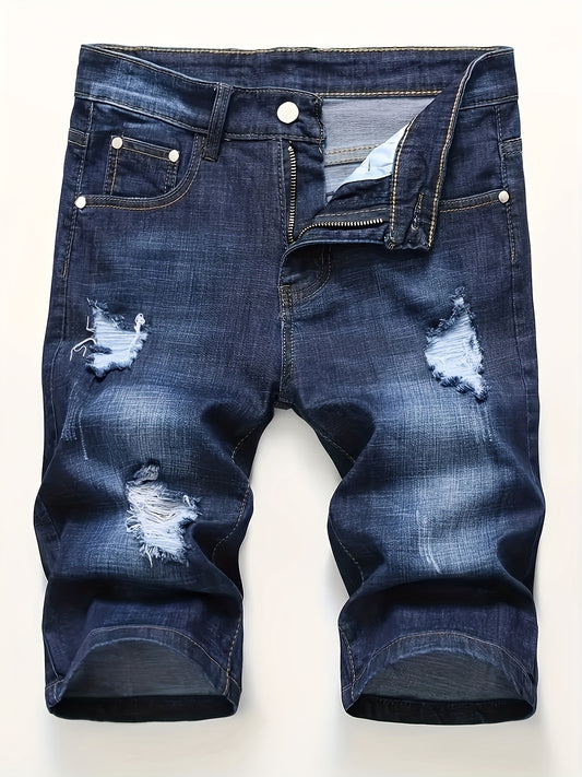 Men's Slim Fit Ripped Denim Shorts Distressed Street Style Summer Shorts