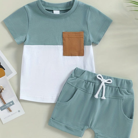 2pc Baby Boys Short Sleeve Top & Shorts Set for Summer