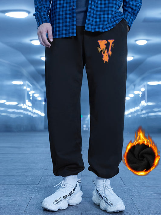 Men's Casual Winter Alphabet Print Jogger Pants