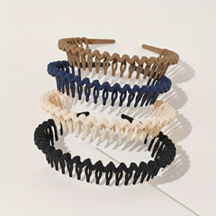 4pcs Tooth Headband Wavy Head Hoop Solid Headdress Hair Accessories For Women