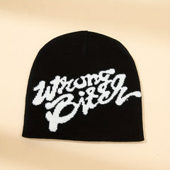 Y2K Letter Jacquard Beanie Elastic Hip Hop Knit Hat