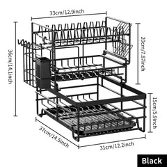 3 Tier Dish Drying Rack with Utensil Holder & Tray