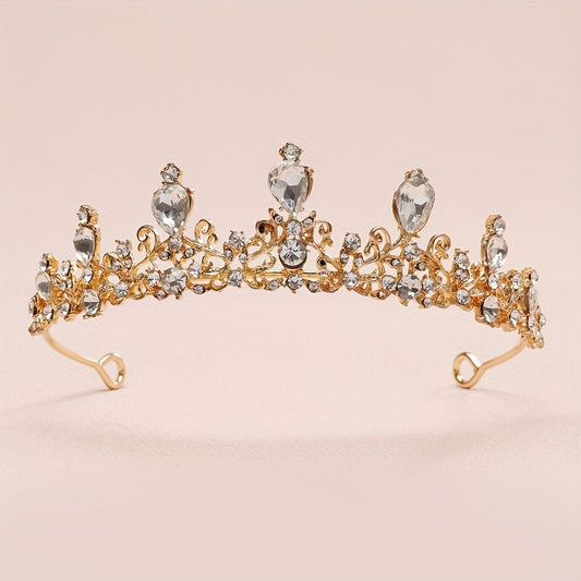 Baroque Crystal Alloy Crown Bridal Hair Band Women's Accessories