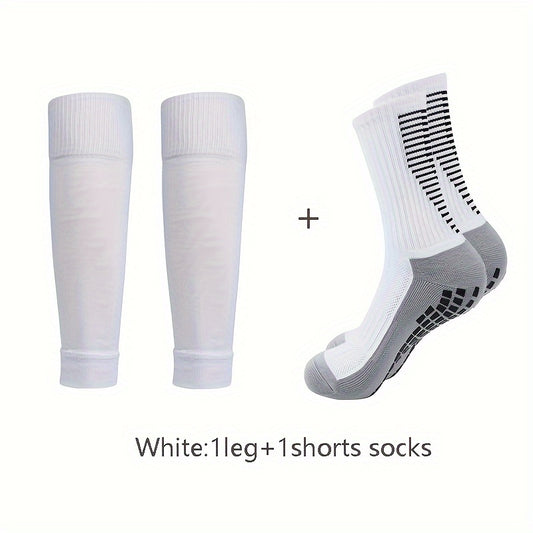 Men's Nylon Blend Breathable Fitness Football Leg Cover&Anti Slip Socks