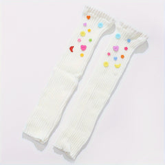 Button Decor Leg Warmers Knitted Socks Women's Stockings