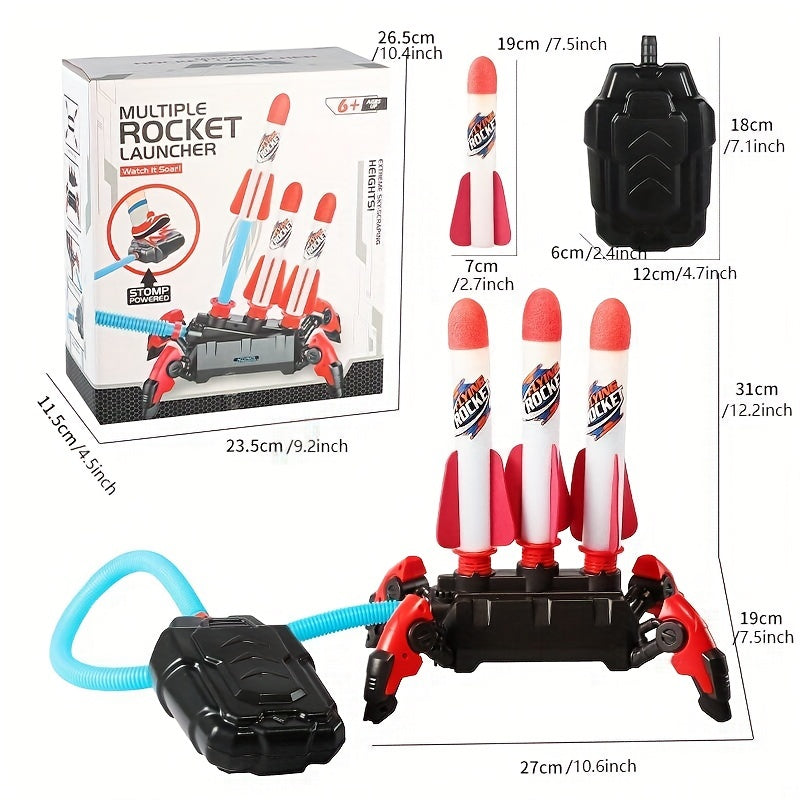 Toy Rocket Launcher For Kids 3 Continuous Shots Launcher Jump Rocket Launcher