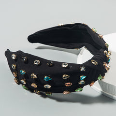 Bohemian Rhinestone Cross Headband Colorful Head Hoop