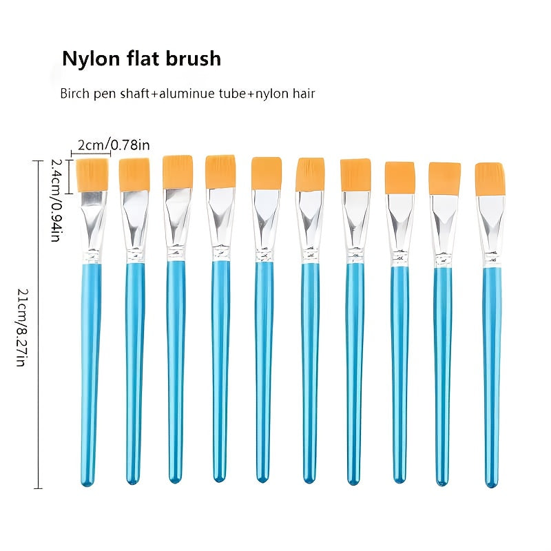 Nylon Brushes for Acrylic Painting Wooden Handle Smooth Application