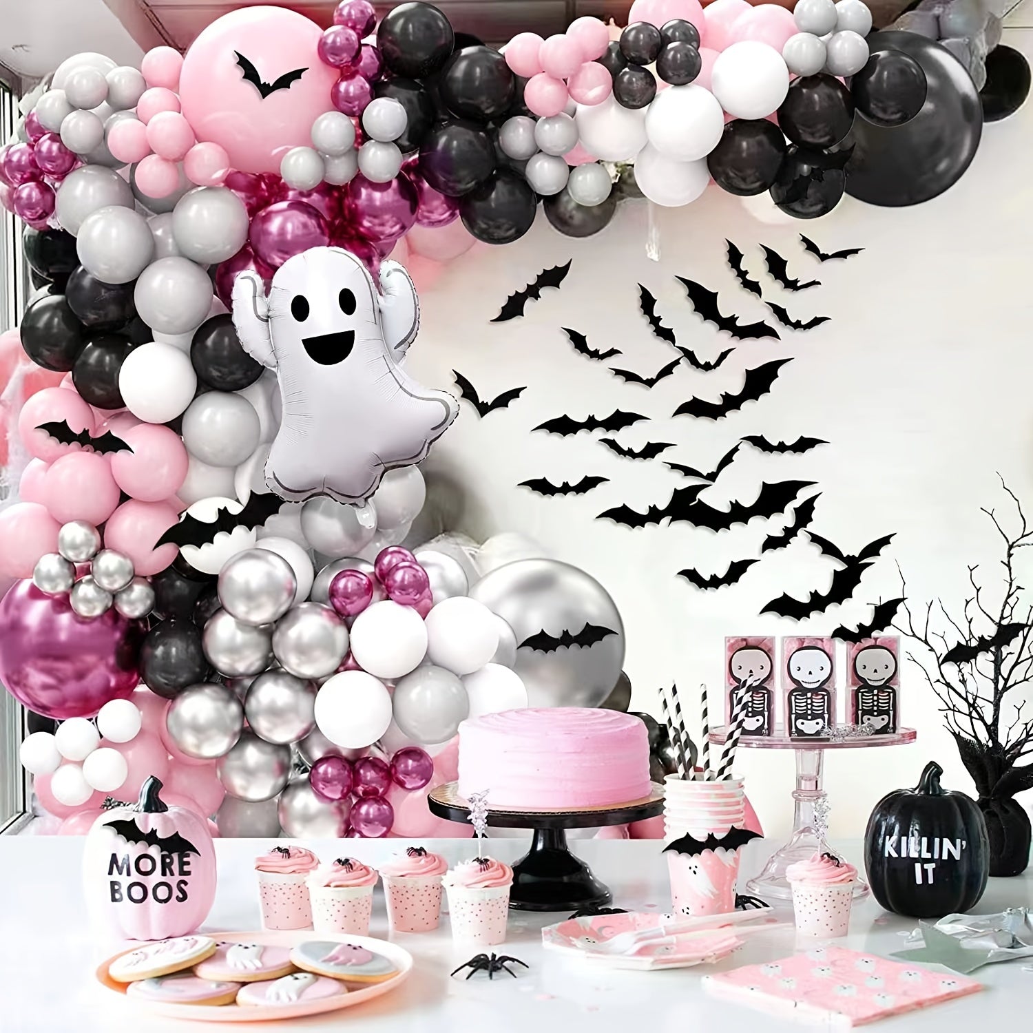Halloween Balloon Garland Arch Kit with Skull Balloons