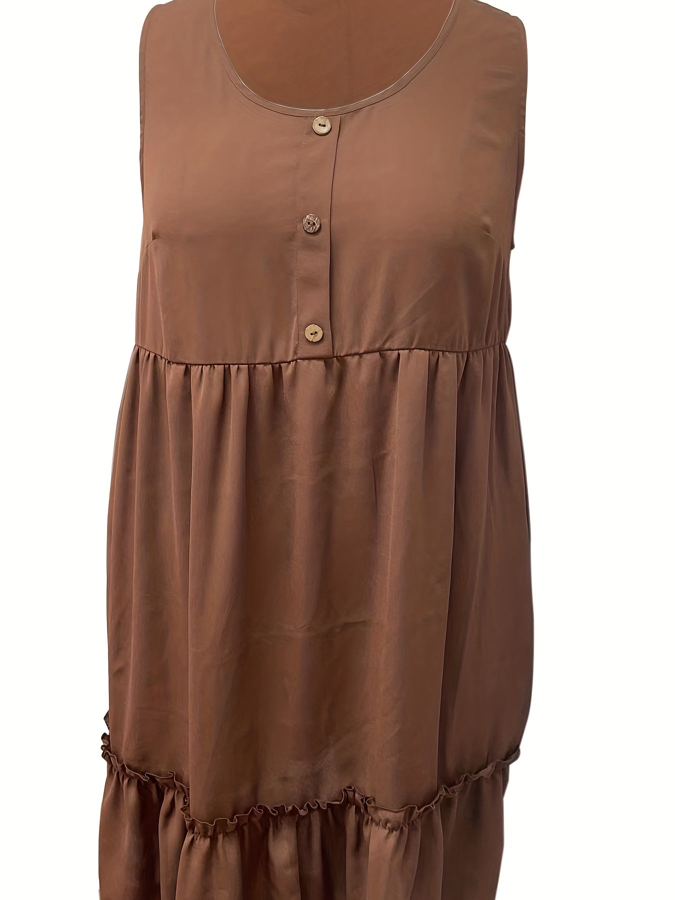  Women's Smock Tank Dress with Button Decor