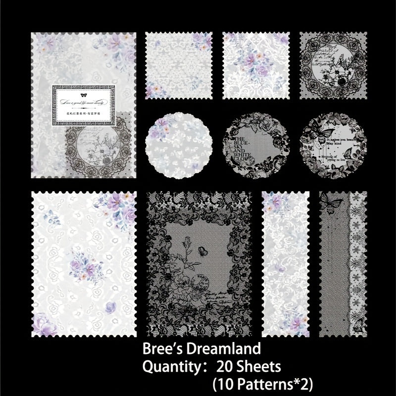 20 Sheets Vintage Lace Series Scrapbook Paper