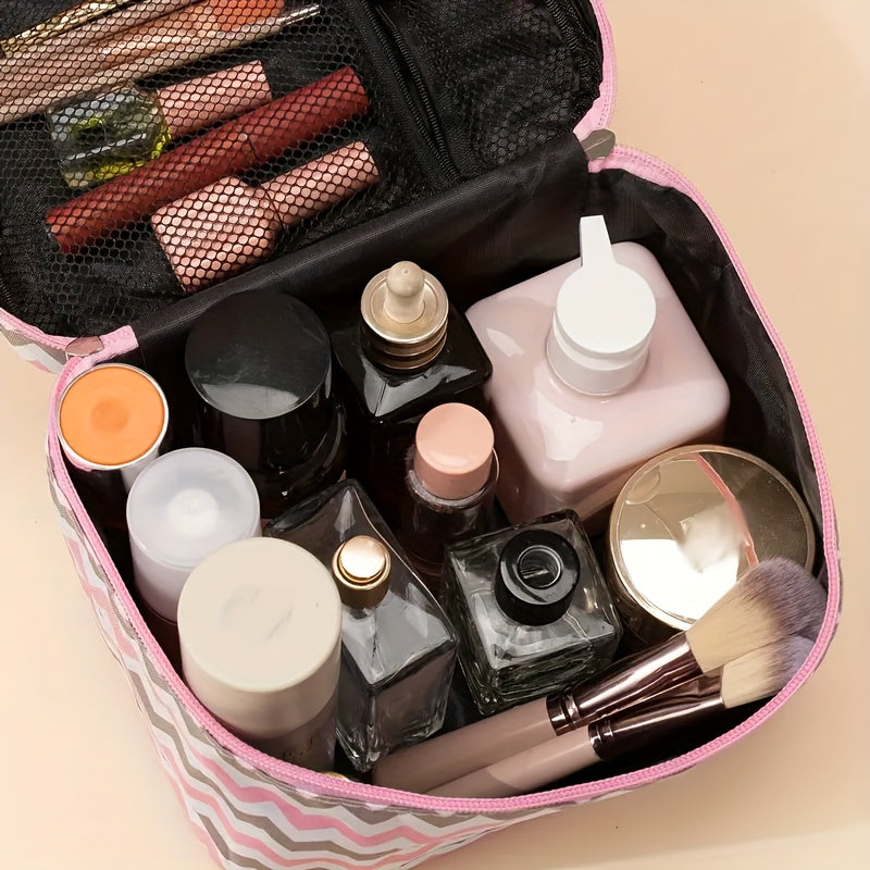 Extra Large Nylon Cosmetic Bag Travel Organizer with Secure Zipper