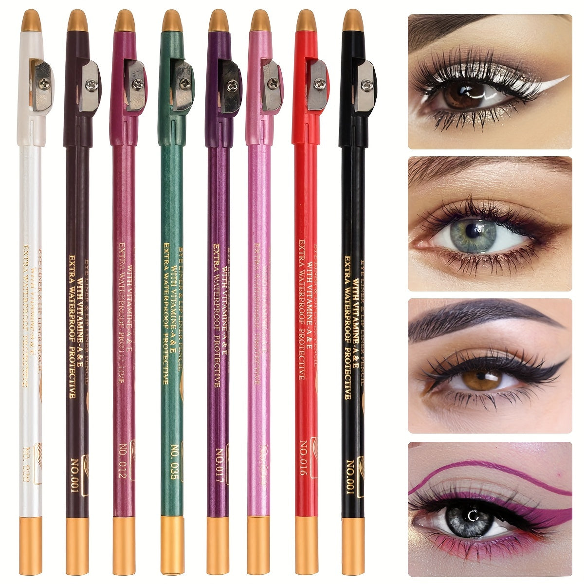 Wooden Makeup Pen With Pencil Sharpener Pearlescent Lip Liner Eyeliner