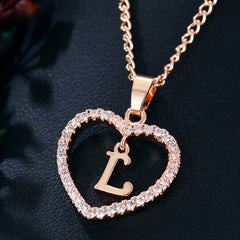 Heart Pendant Name Initial Necklace Zircon Heart Necklace Jewelry