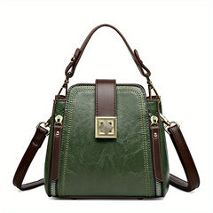 Stylish PU Leather Shoulder Bag Top Handle Zipper Crossbody Bag