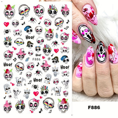 Halloween Nail Art Stickers Self Adhesive Pumpkin Ghost Skeleton Nail Art Decals
