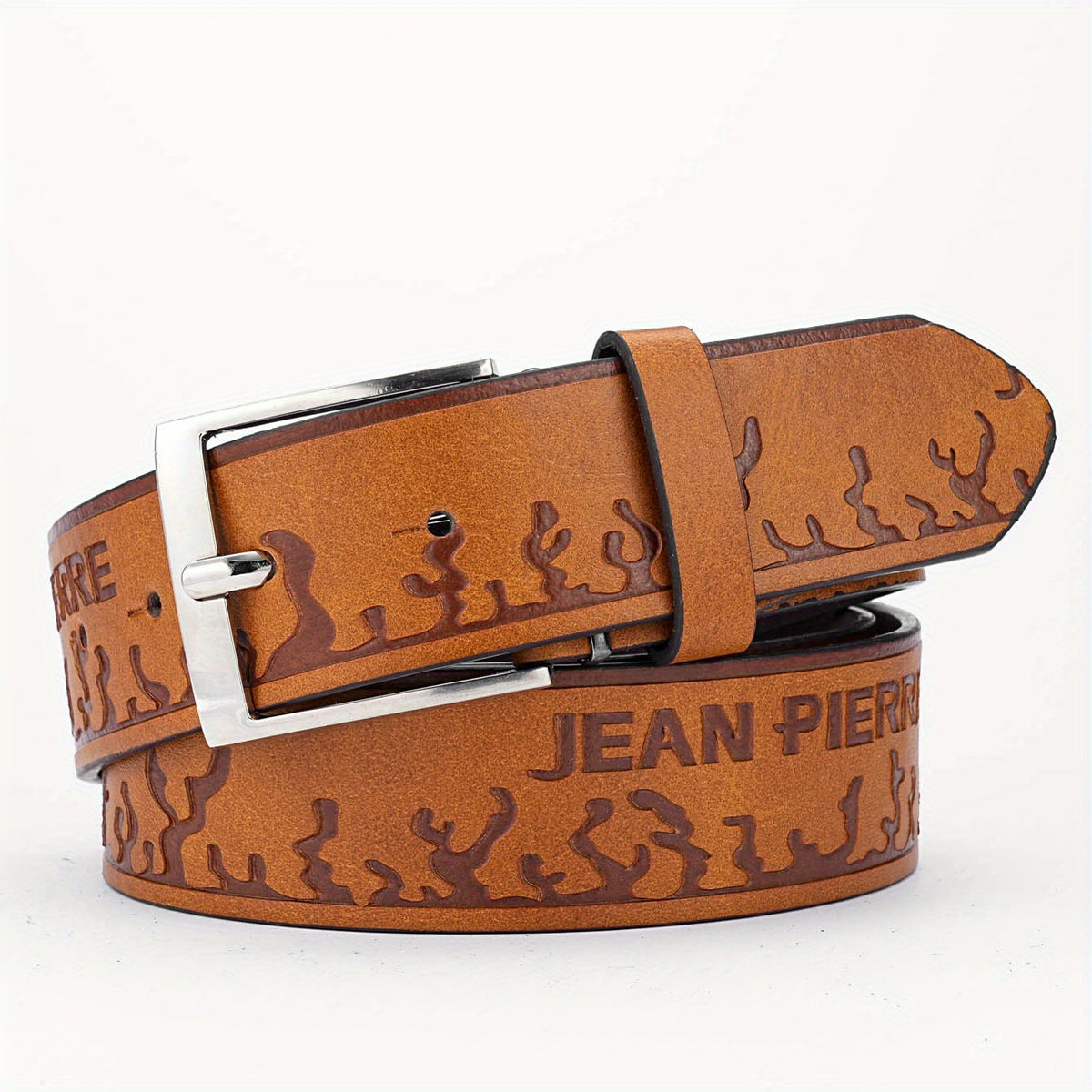 1pc Alloy Buckle PU Striped Belt Access...